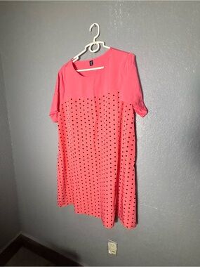 SHEIN Coral Pink Polka Dot Shift Top